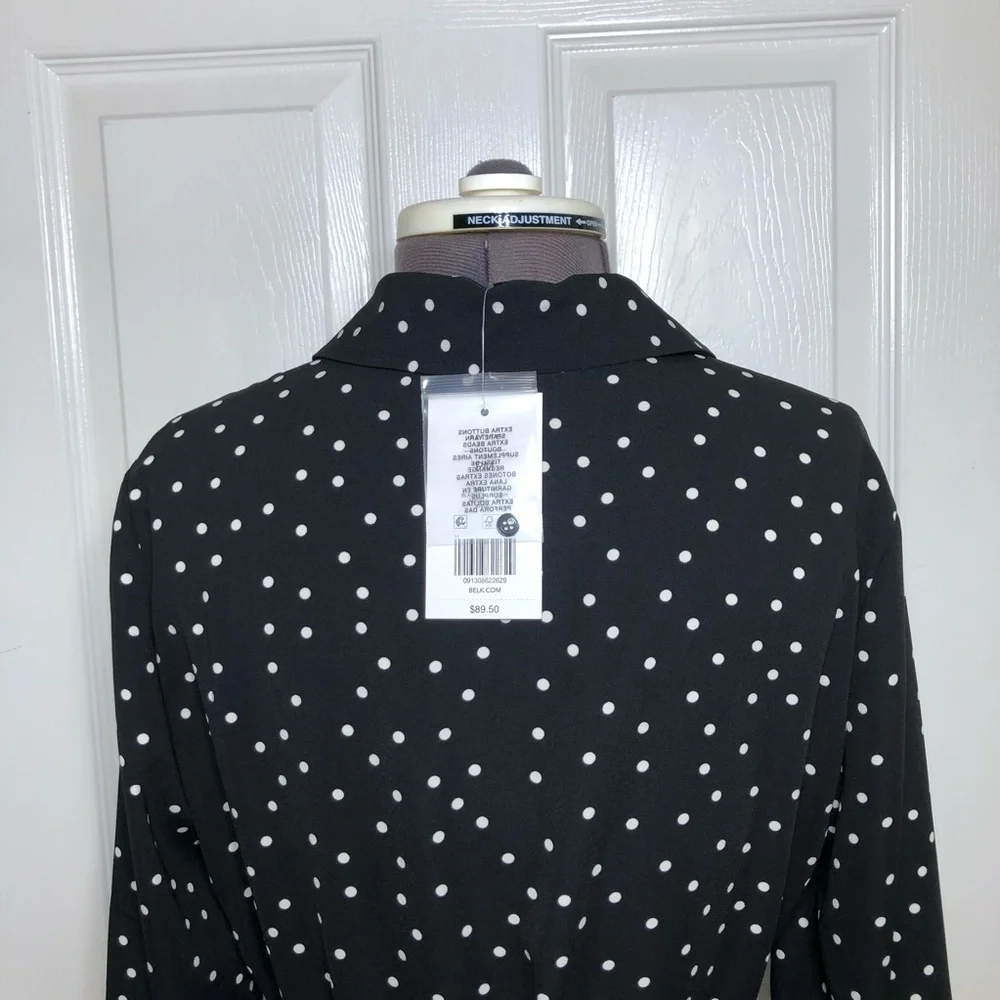 The Limited Black Ivory Polka Dot  Belted Collar Shirtdress ‎ MP